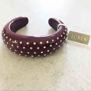 J. Crew Sparkle Domed Cuff Bracelet in Burgundy NEW